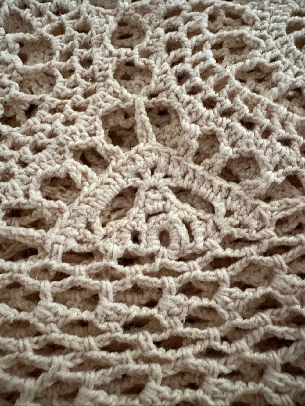 Vintage Beautiful Cream Cokored Crochet Lace Tablecloth 56”W 74”L Read